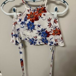 Red and blue floral two piece set